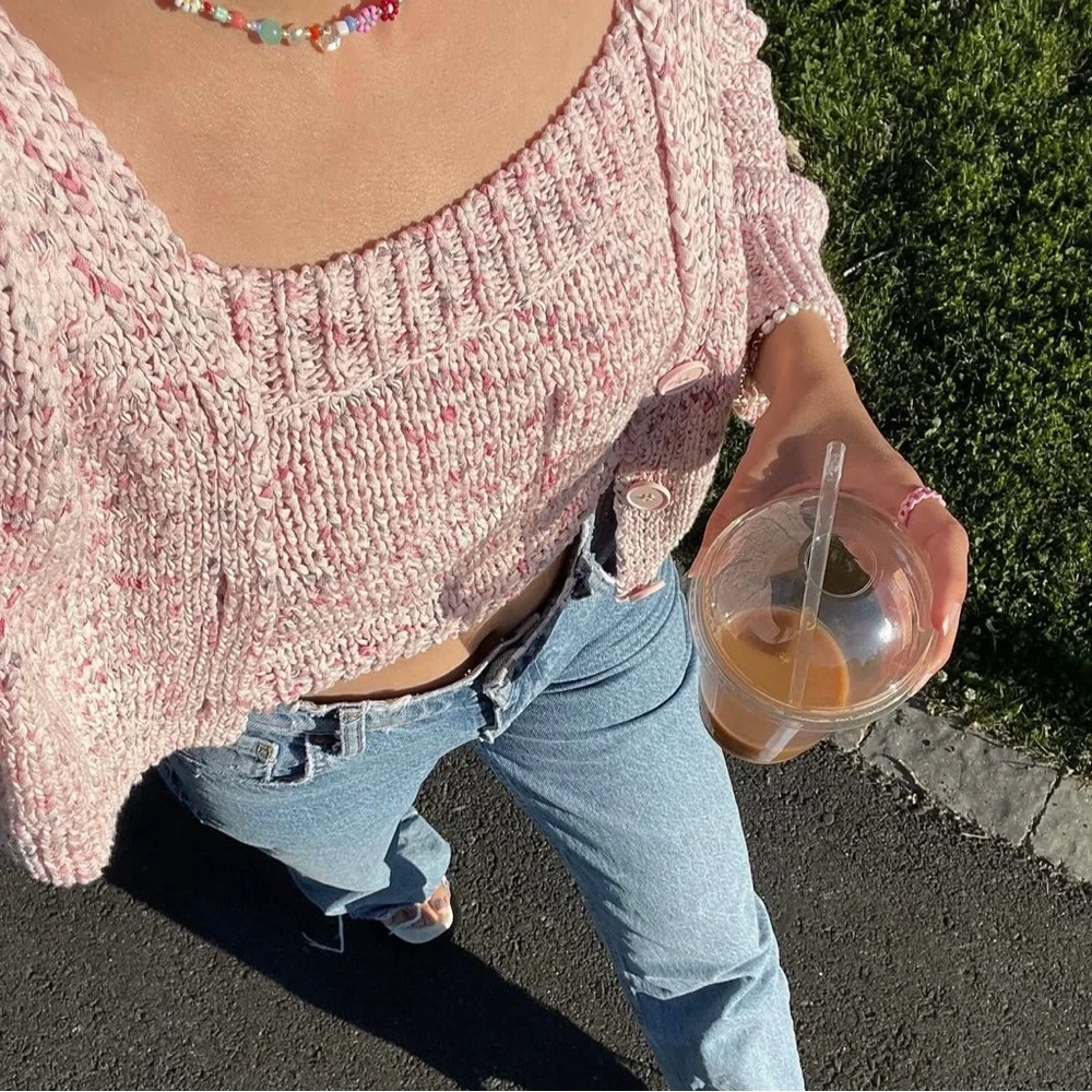 Zara Pink Cardigan & Tank Set with Marled Knit - Picture 7 of 9